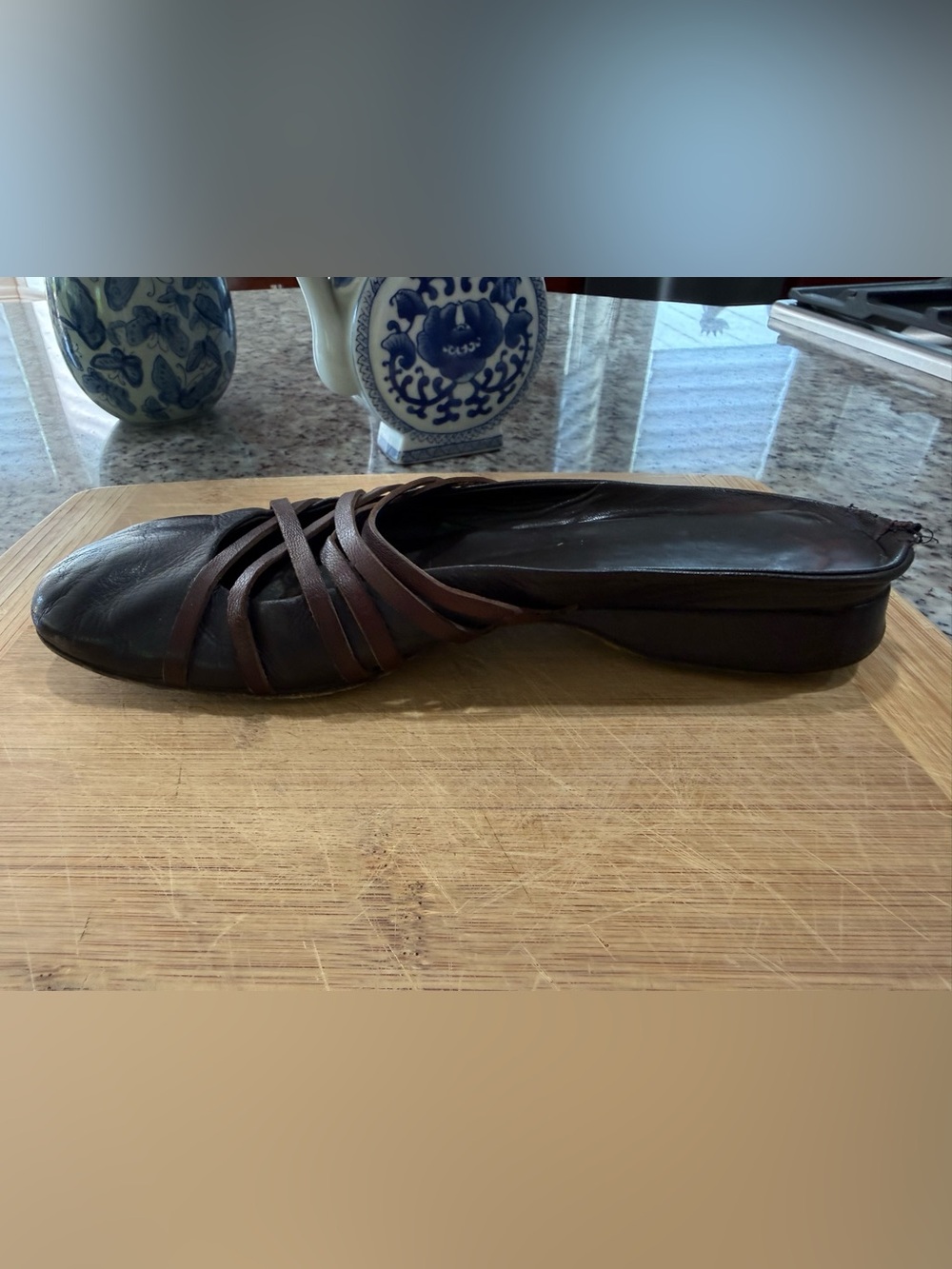 Women's Brown Strappy Leather Mule - Comfortable Slip-On - Picture 7 of 10